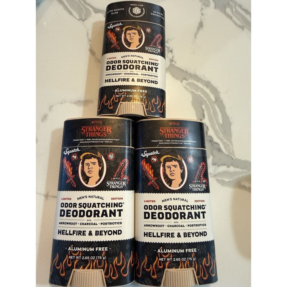 3 Pack Dr. Squatch Stranger Things Hellfire & Beyond Deodorant Aluminum Free New